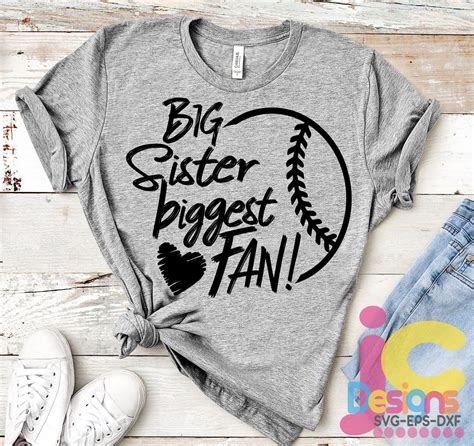 Big Sister Svg Baseball Svg Biggest Fan Printable Etsy In 2020 Softball Fan Shirts Fan