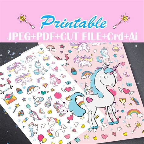 Cute Unicorn Printable Stickersbullet Journal Happy Party Etsy Uk
