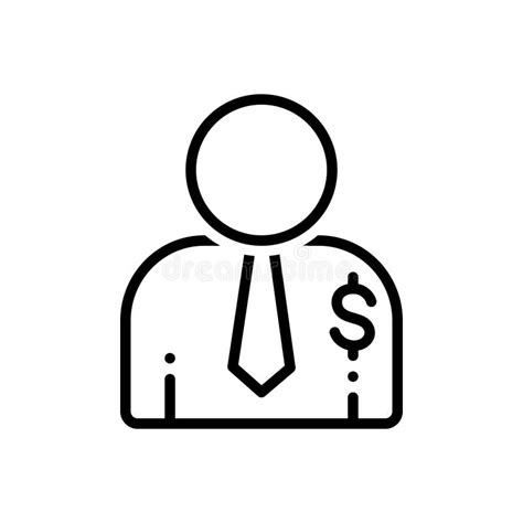 Black Line Icon For Salesperson Salesman And Person Stock Illustration