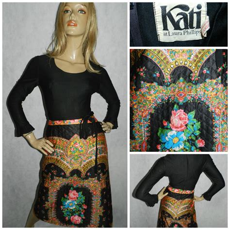 vintage original 1970s psychedelic floral contrast quilted bohemian dress 8 70s boho hippy
