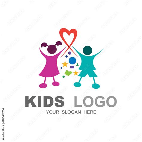 Logo Template Charity Health Sign Two Children Silhouettes Boy And