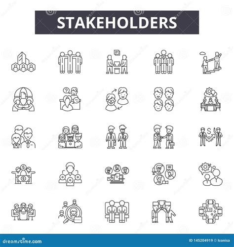 Stakeholders Line Icons Signs Vector Set Outline Illustration