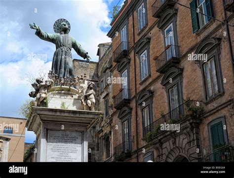 Napoli Naples City Center Campania Italy San Gaetano Statue Stock Photo