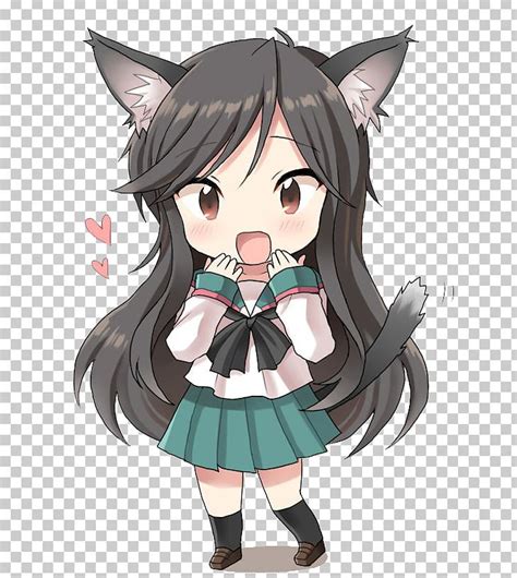 Anime Girl With Brown Hair And Cat Ears