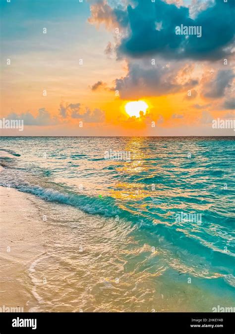 Sunrise In Maldives On The Beach Stock Photo Alamy