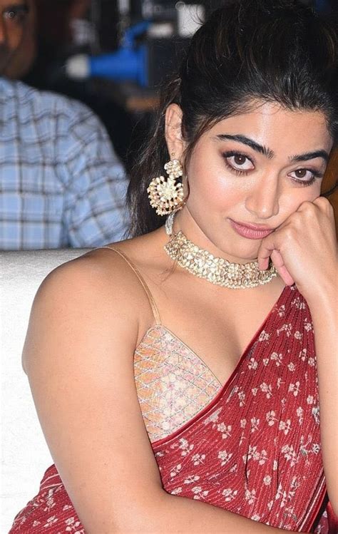 Sulthan Movie Actor Rashmika Mandanna Is Red Hot Wearing A Red Saree