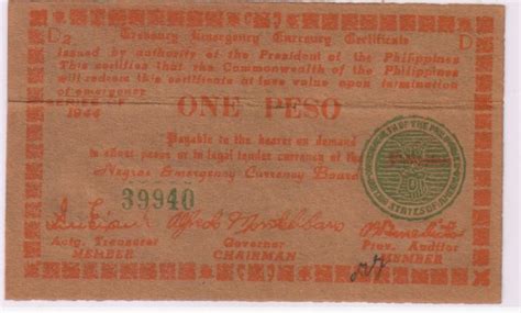 Maybe you would like to learn more about one of these? Negros- Philippines - Emergency-issue- 1 peso 1944 ...