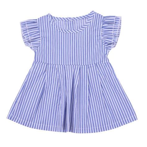 Buy 2018 Summer Blue And White Striped Dress Baby Girl