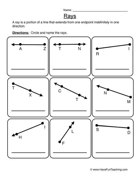 Lines Rays And Line Segments Worksheet