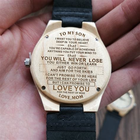 TO MY SON ENGRAVED WOODEN WOOD WATCH LOVE MOM In Quartz Watches From