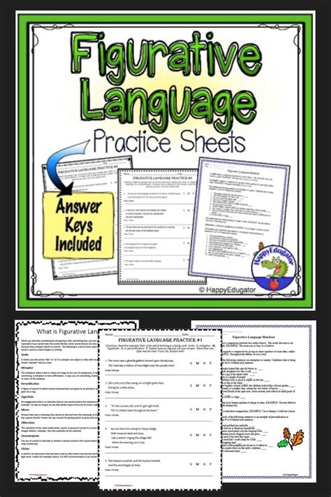 This is a sheet that you have to find out the math problems before you can color the picture. Figurative Language Worksheets - Similes, Metaphors ...