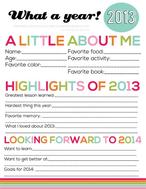 Printable New Years Resolutions For Kids