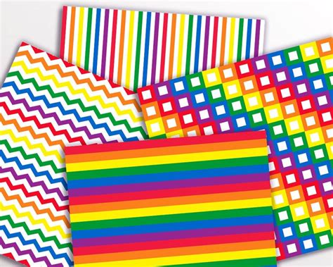 Rainbow Digital Papers Rainbow Patterns Seamless Birthday Etsy Ireland