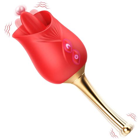 Rose Toy For Women Clitoral Tongue Licking Toy With 10 Vibration Modestongue V Sex Toys