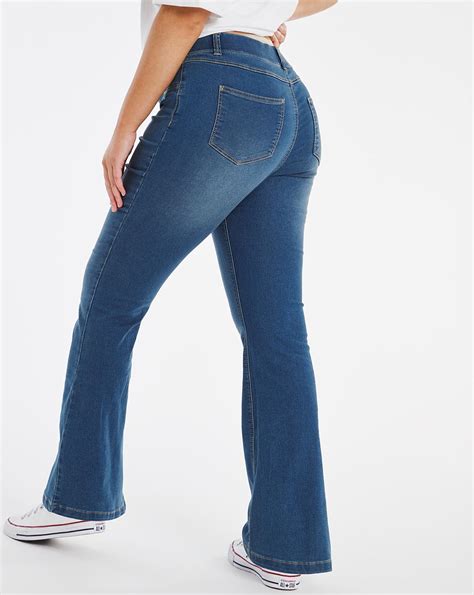 Erin Mid Blue Pull On Bootcut Jeggings Fashion World