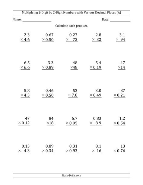 Problems are already set up. Multiplication Of Decimals Worksheet Pdf - A Worksheet Blog