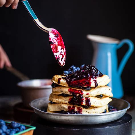 Fluffiest Blueberry Pancakes W Blueberry Lemon Syrup Trade Street