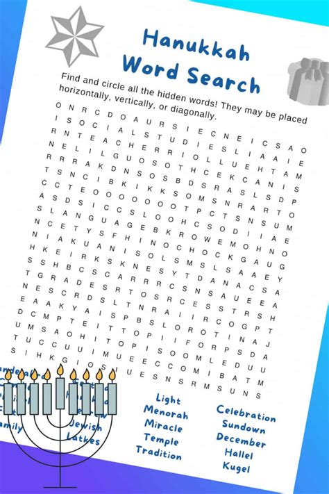 Hanukkah Word Search Printable