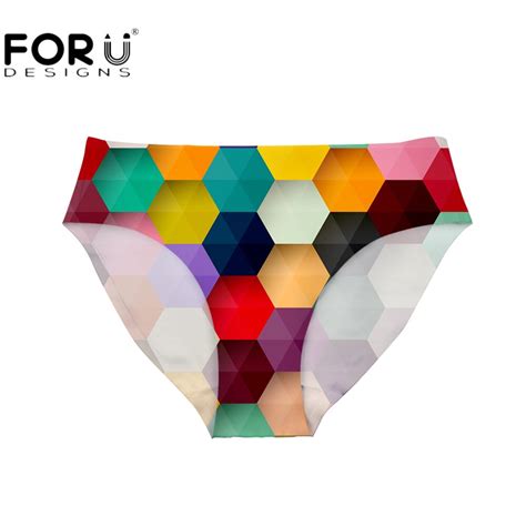 Forudesigns Mid Rise Women Sexy Panties 3d Geometric Hexagon Pattern Briefs For Female Seamless