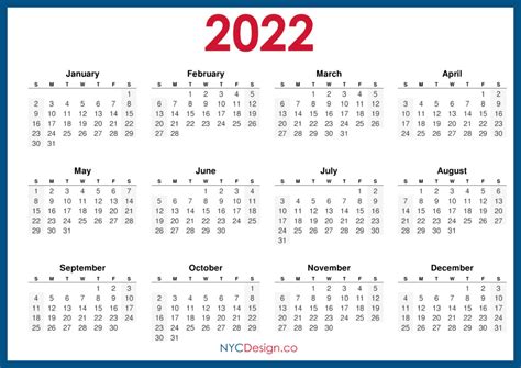 Printable A4 Calendar 2022 Free Letter Templates