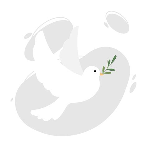 Flying White Dove Of Peace With An Olive Branch In Its Beak Pigeon Of