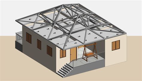 3d Revit Modelroof Structure With Architectural Model Of Home