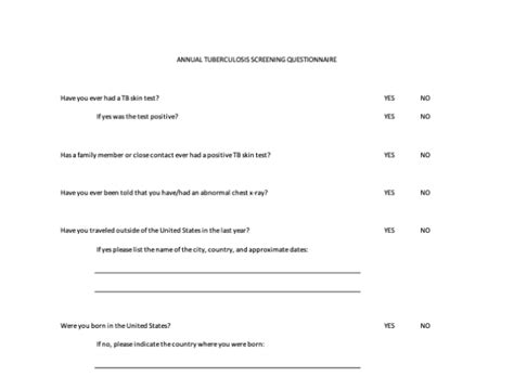 Annual Tb Questionnaire