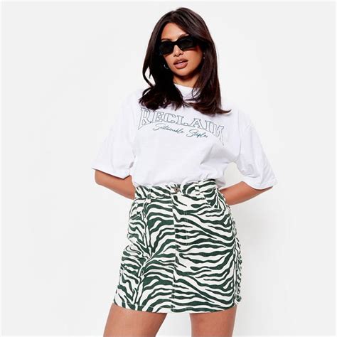 I Saw It First Zebra Print Denim Mini Skirt Co Ord Emerald Green