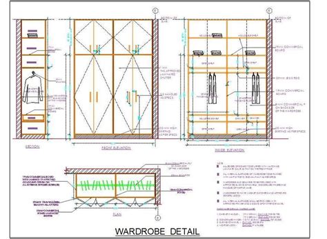 Autocad Drawing Of A Wardrobe Drawing Of Size 1500lx600d Mm Has