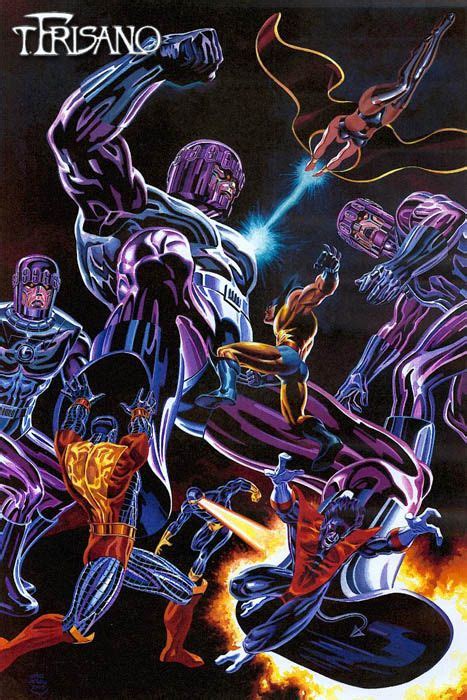 X Men Vs Sentinels By Thomas Frisano Man Vs X Men Marvel