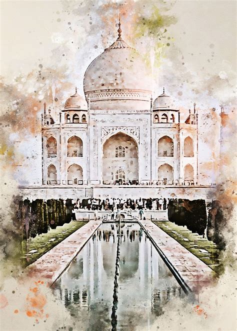 Taj Mahal In Watercolor Poster By Posteralize Displate Landscape
