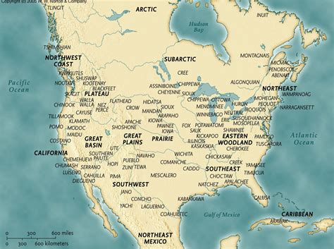 Indian Tribe Map Of North America Colored Map