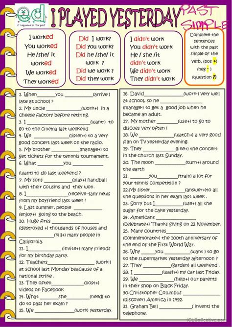 Past Simple Regular Verbs Practice English Esl Worksheets Pdf And Doc