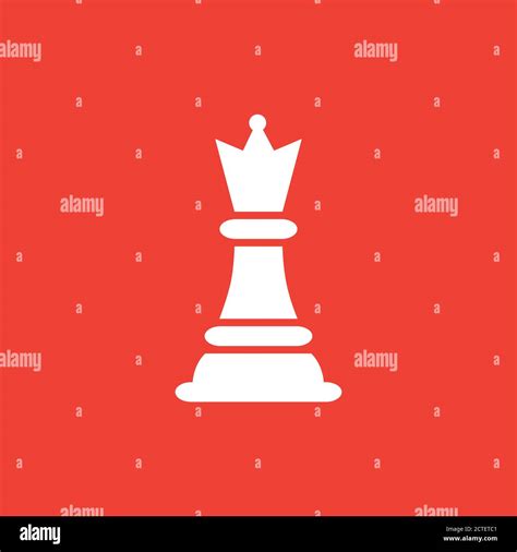 Chess Queen Icon On Red Background Red Flat Style Vector Illustration