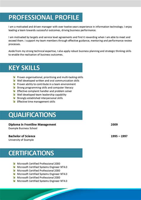 profile resume samples cover letter examples profiles