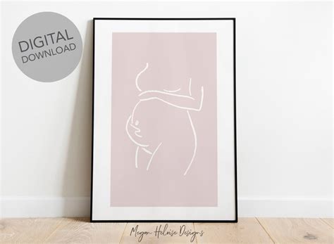 Pregnant Woman Line Art Prints One Line Instant Download Etsy Uk