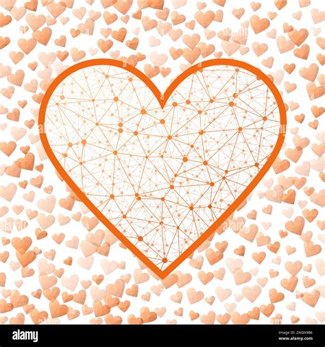 Low Poly Heart Geometric Heart Mesh In Orange Color Shades Orange