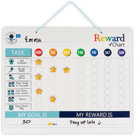 Magnetic Reward Behavior Star Chore Chart 5 Pens Up To 10 Kids W