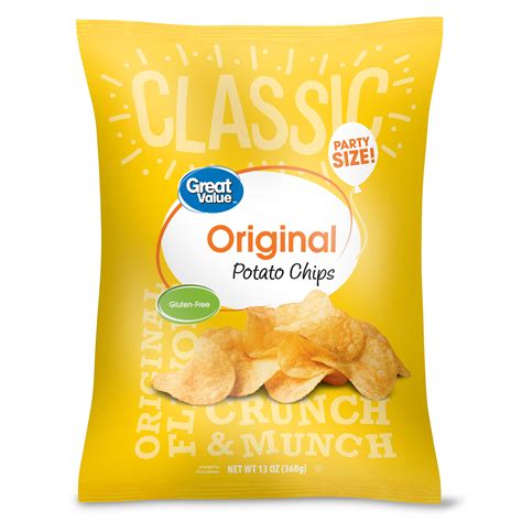 Great Value Party Size Original Potato Chips 13 Oz