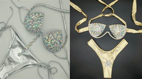 shiny rhinestones bra brief set women halter bra panty two piece set youtube