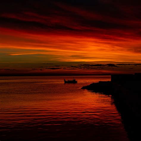 Download Wallpaper 3415x3415 Ship Silhouette Sunset Water Sea Ipad