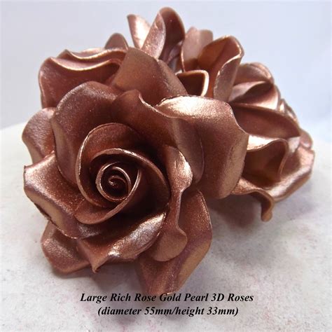 Rich Rose Gold Metallic Pearl 3d Sugar Roses Wedding Birthday Etsy
