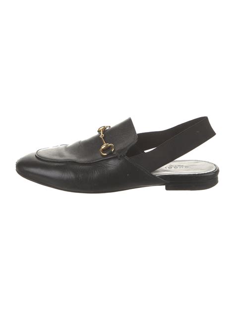 Gucci 1955 Horsebit Accent Leather Slingback Flats Black Flats Shoes