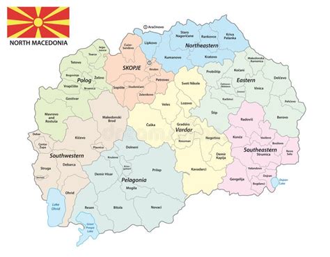 Mapa Do Vetor Administrativo Da República Da Macedônia Do Norte