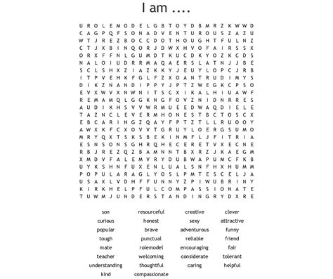 Positive Affirmations Word Search Wordmint