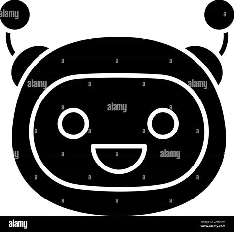 Laughing Robot Emoji Glyph Icon Happy Chatbot Smiley With Broad Smile