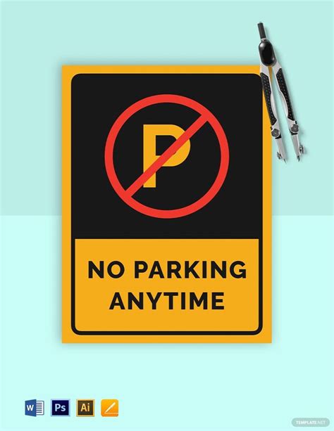 No Parking Sign Template Illustrator Word Apple Pages Psd