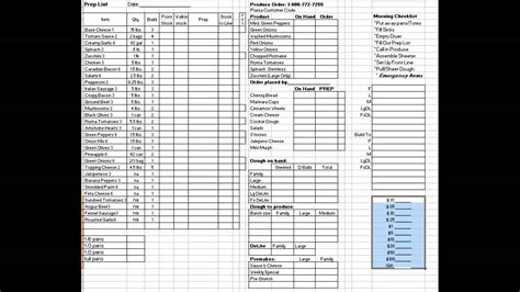 Prep List Template Excel