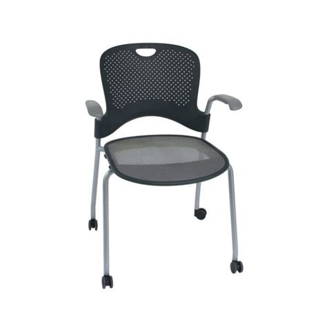 Herman Miller Caper Stacking Chair Gray Silver Flex Net Seat Arms