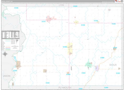 Sioux County Ia Wall Map Premium Style By Marketmaps Mapsales